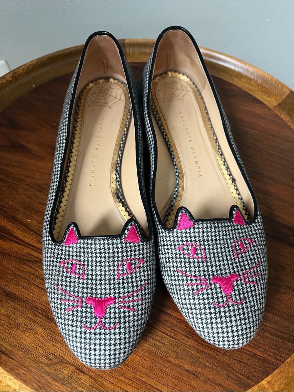 Charlotte Olympia Kitty Herringbone Flats